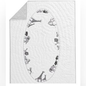 Pottery Barn Kids Lawson White and Gray Safari Baby Quilt